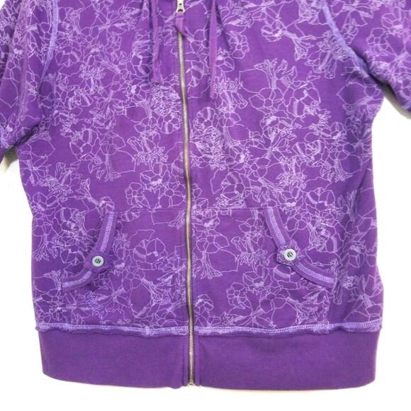 Eddie Bauer purple floral short sleeve hoodie XLT - Picture 3 of 12